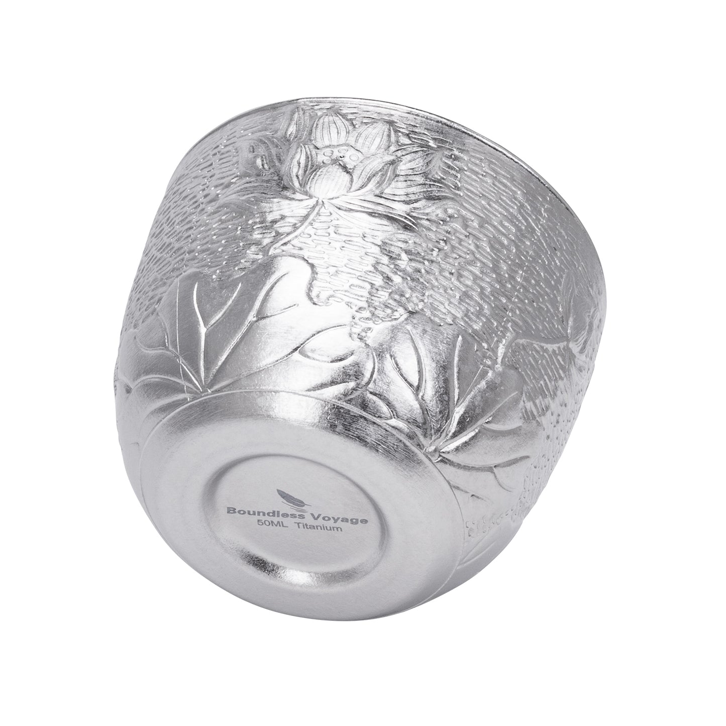 Boundless Voyage Titanium Double-Wall Cup Embossed Pattern, 50ml 100ml for Tea Whisky Home Bar Ti3081A Ti3081B