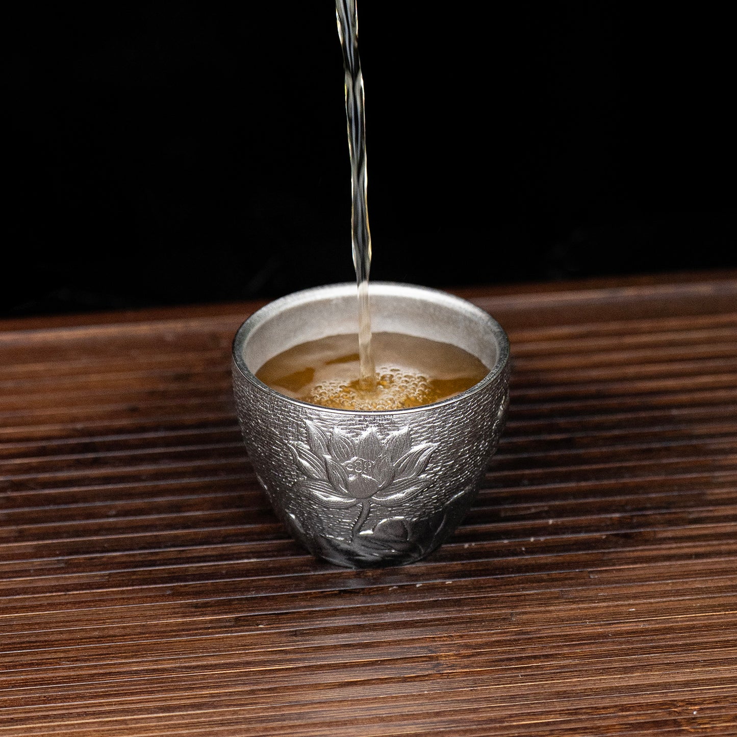 Boundless Voyage Titanium Double-Wall Cup Embossed Pattern, 50ml 100ml for Tea Whisky Home Bar Ti3081A Ti3081B