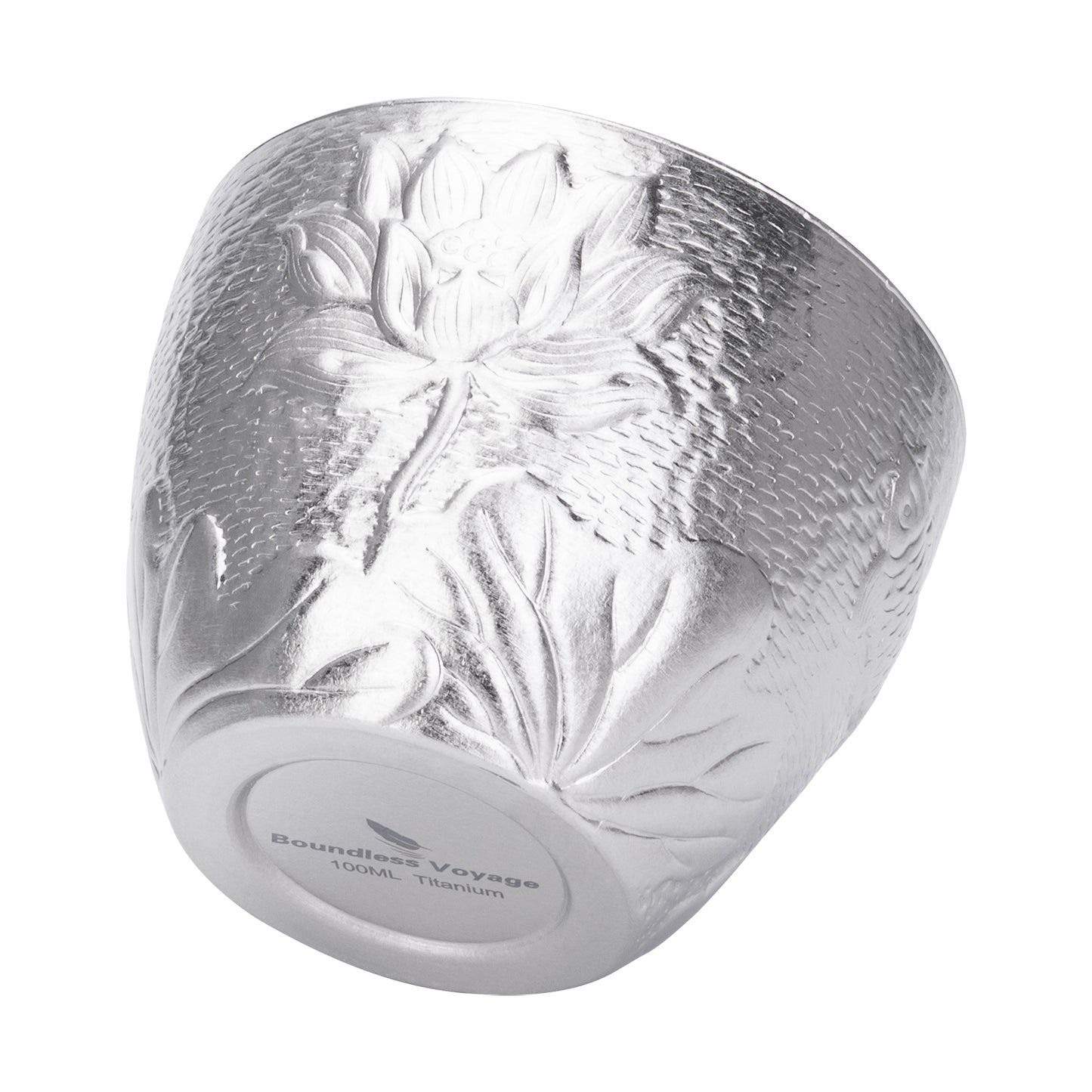 Boundless Voyage Titanium Double-Wall Cup Embossed Pattern, 50ml 100ml for Tea Whisky Home Bar Ti3081A Ti3081B