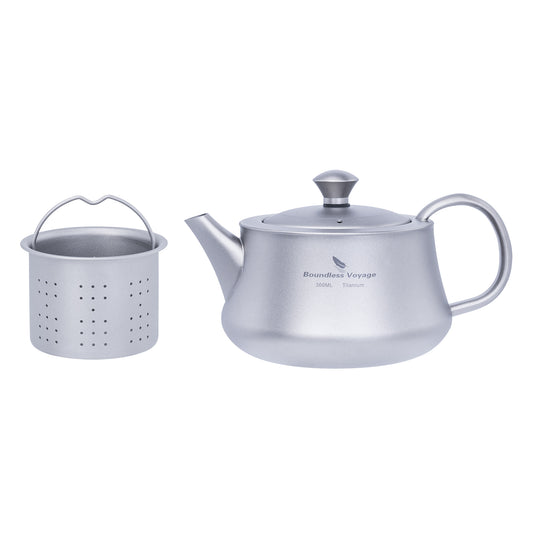 Boundless Voyage 300ml Ultralight Titanium Teapot with Lid, Portable Travel Water Pot for Home Office & Outdoor Camping Ti3118D