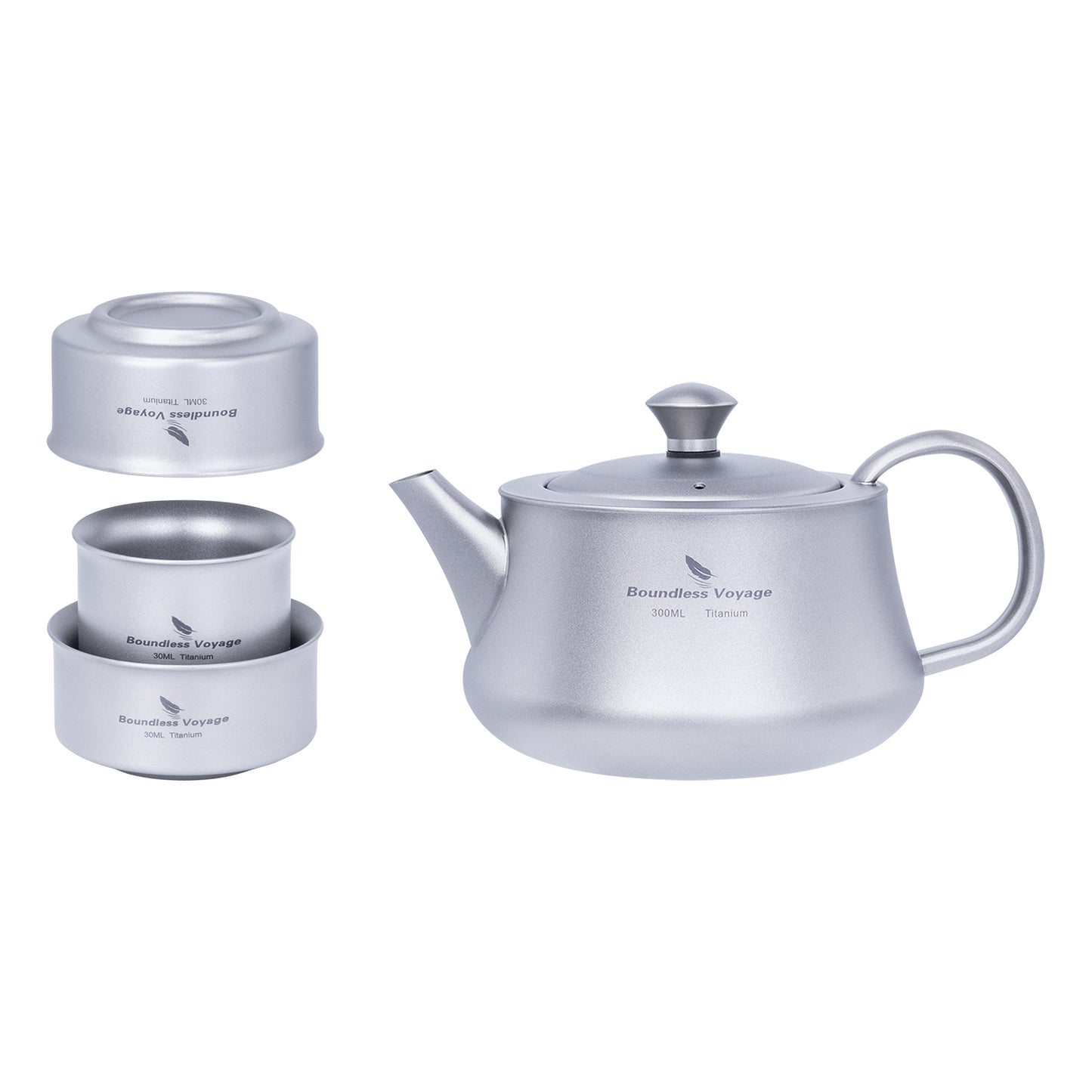 Boundless Voyage 300ml Titanium Teapot, Ultralight Portable Reusable Travel Water Pot, Compact Drinkware for Home Office, Outdoor Camping, Hiking & Picnic Ti3118D/Ti3119D
