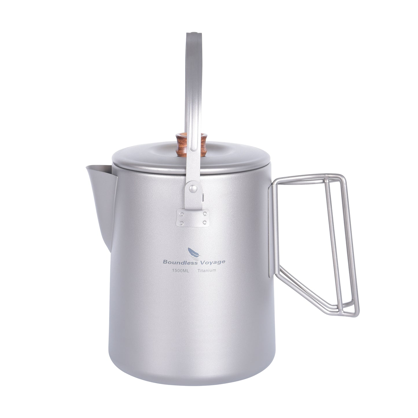 Boundless Voyage 1.5L Titanium Camping Coffee Pot, Stovetop & Campfire Safe Fast Brew Kettle for Boiling Water, Outdoor Travel & Barista Brewing Ti3128D/Ti3129D