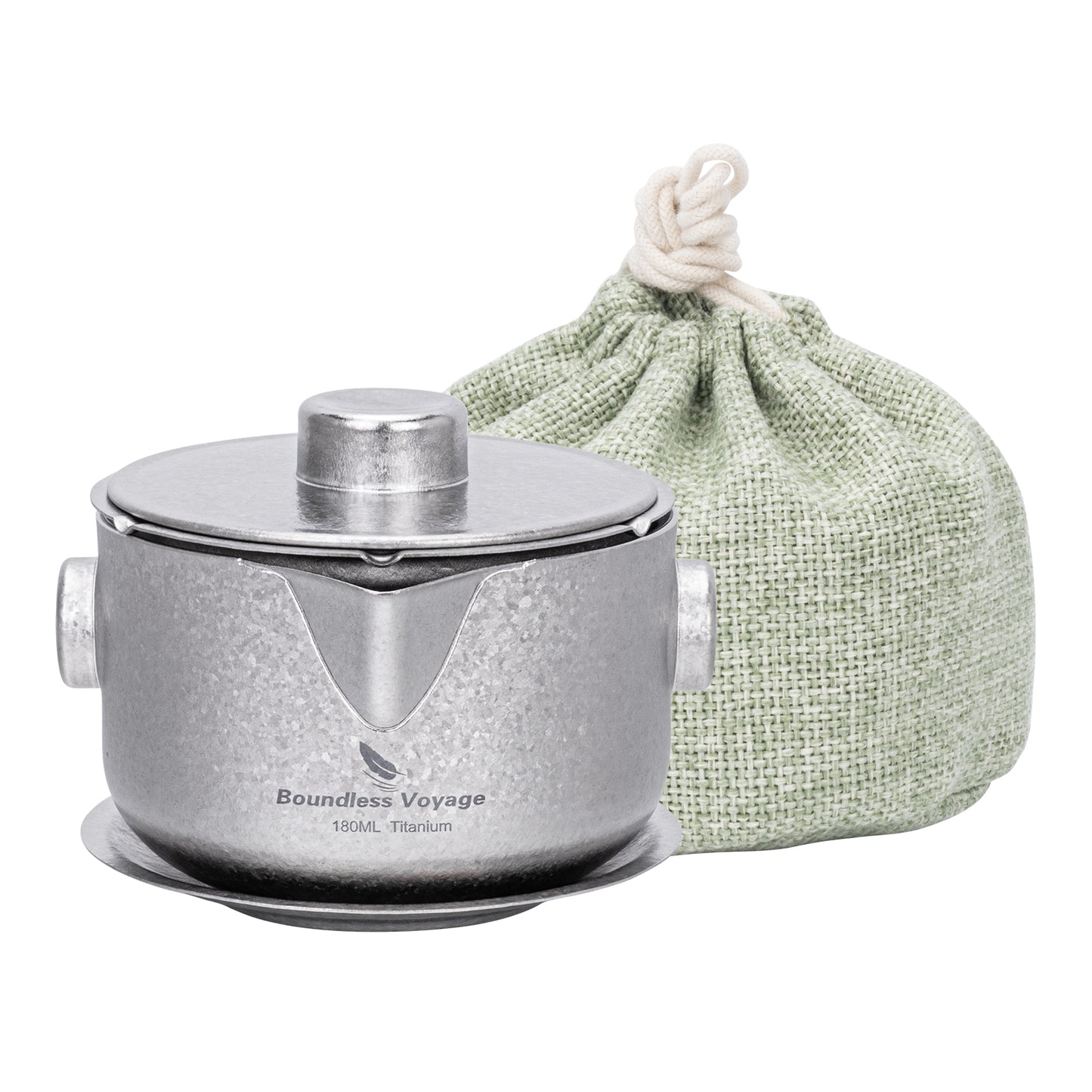 Boundless Voyage 180ml Crystalline Finish Titanium Double-Layer Tea Maker with Lid Filter Ultralight Teapot with Double-Walled Anti-scalding Coffee Cup MugTi3136D / Ti3137D