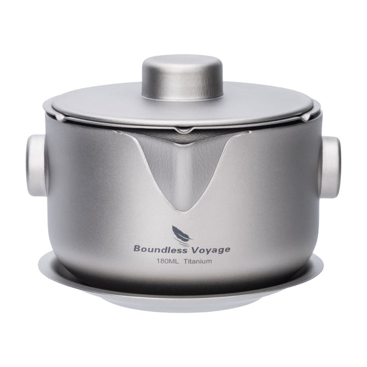 Boundless Voyage 180ml Titanium Tea Maker with Filter & Lid, Double-Wall Anti-Scald Teapot for Camping & Travel Ti3136D / Ti3137D