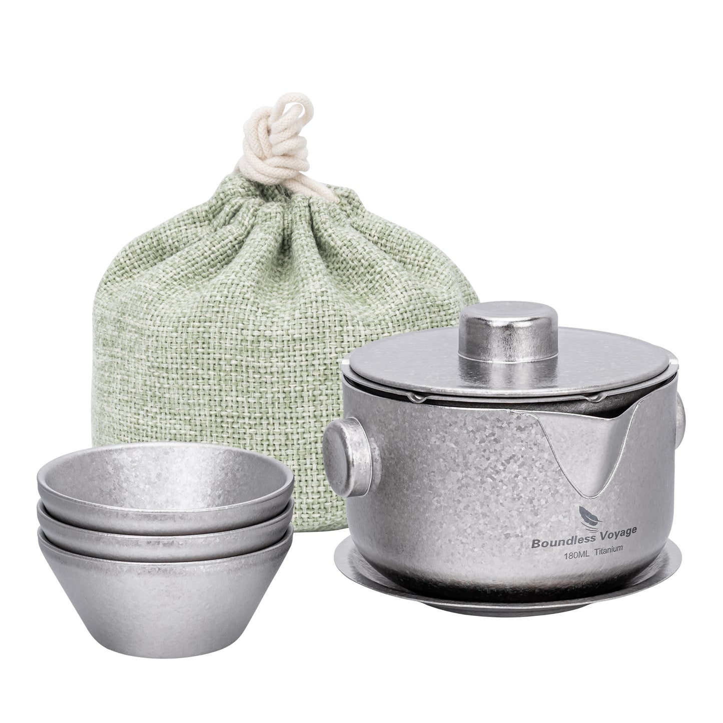 Boundless Voyage 180ml Crystalline Finish Titanium Double-Layer Tea Maker with Lid Filter Ultralight Teapot with Double-Walled Anti-scalding Coffee Cup MugTi3136D / Ti3137D