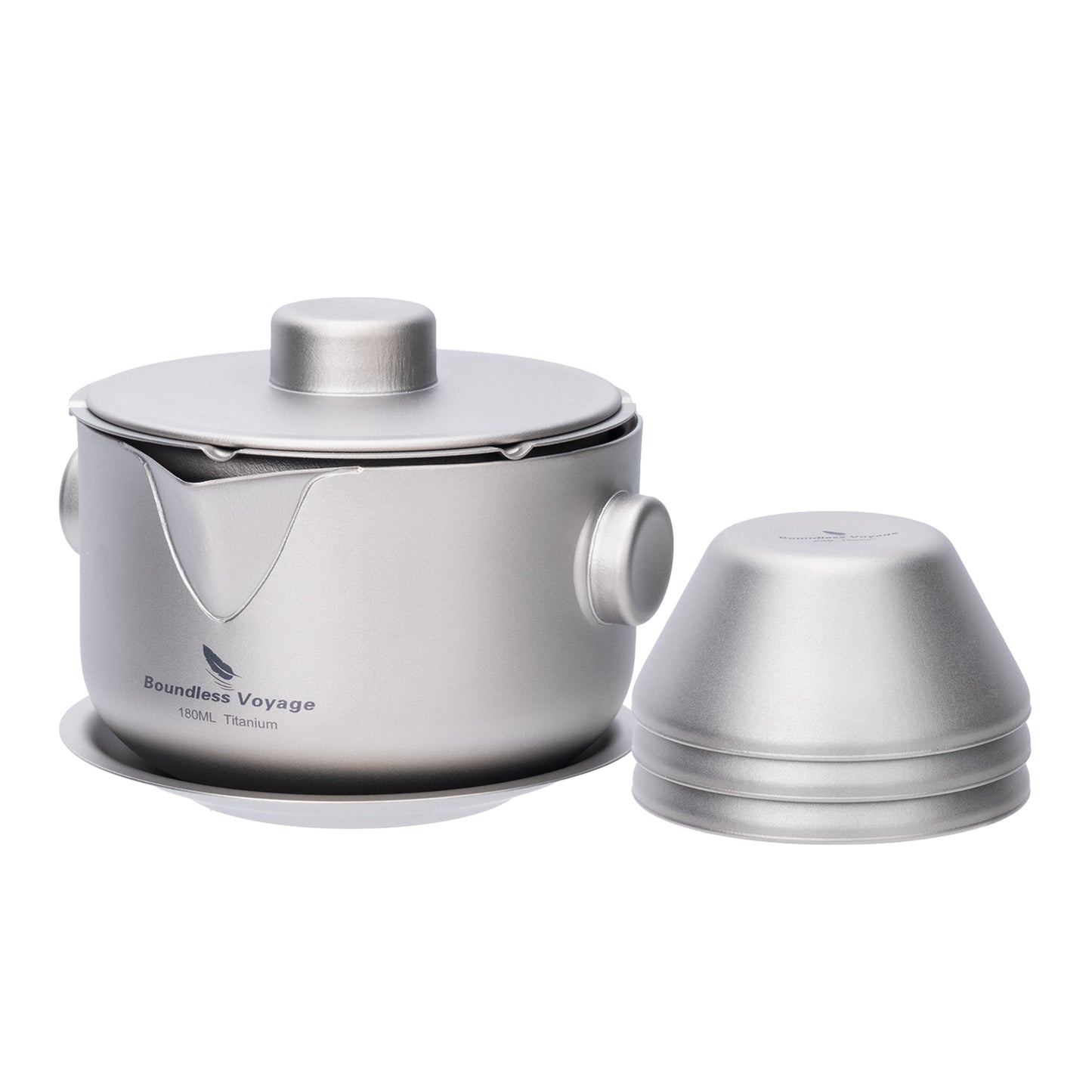 Boundless Voyage 180ml Sandblasted Finish Titanium Double-Layer Tea Maker with Lid Filter Ultralight Teapot with Double-Walled Anti-scalding Coffee Cup MugTi3136D / Ti3137D