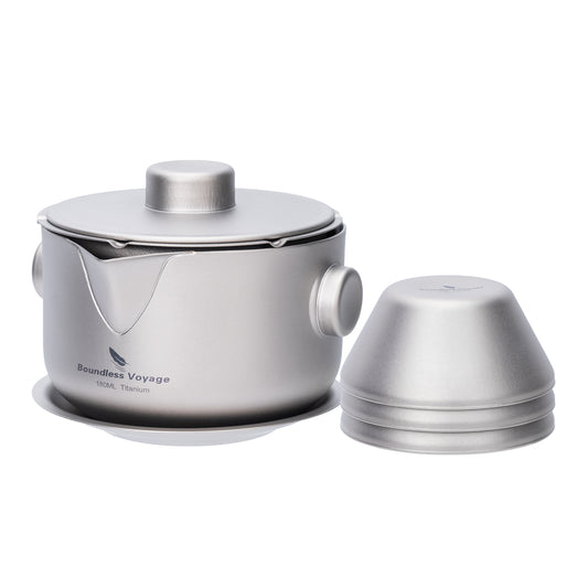Boundless Voyage 180ml Titanium Tea Maker with Filter & Lid, Double-Wall Anti-Scald Teapot for Camping & Travel Ti3136D / Ti3137D