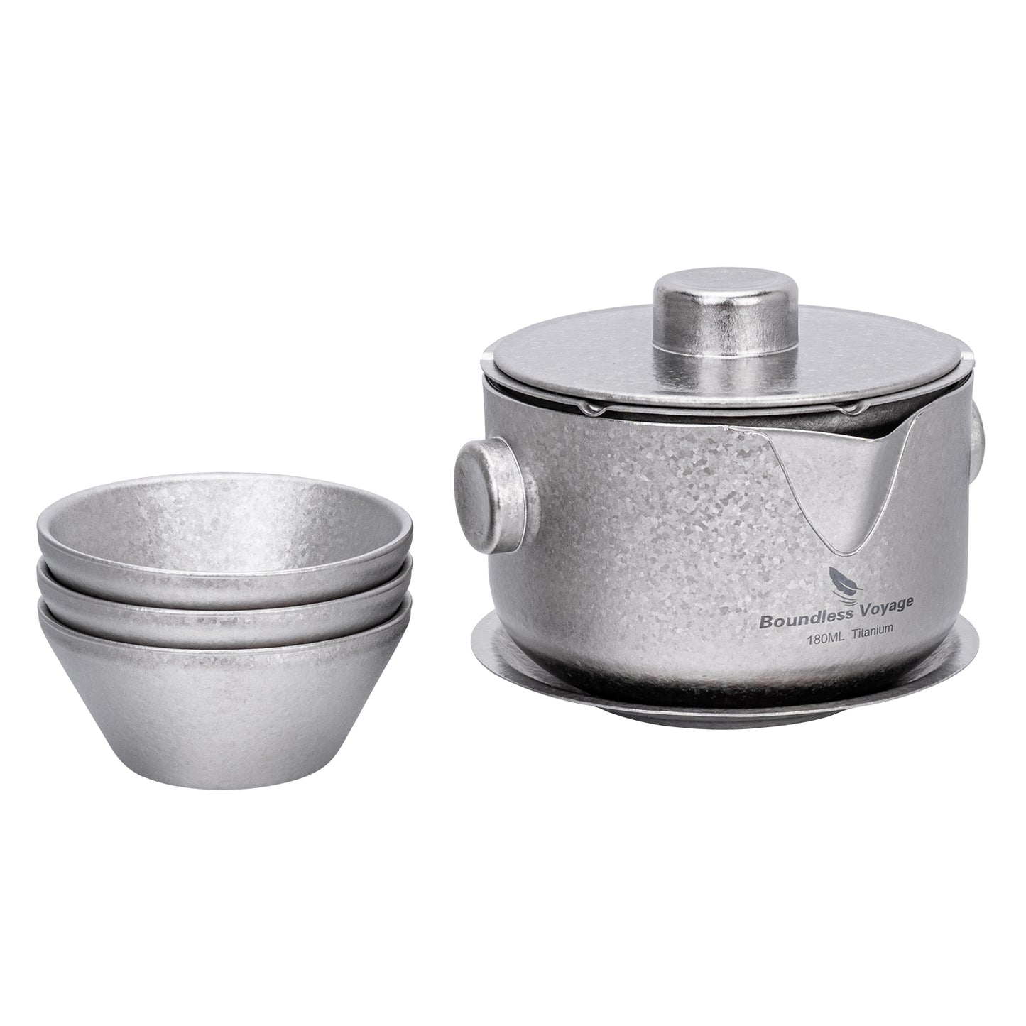 Boundless Voyage 180ml Crystalline Finish Titanium Double-Layer Tea Maker with Lid Filter Ultralight Teapot with Double-Walled Anti-scalding Coffee Cup MugTi3136D / Ti3137D