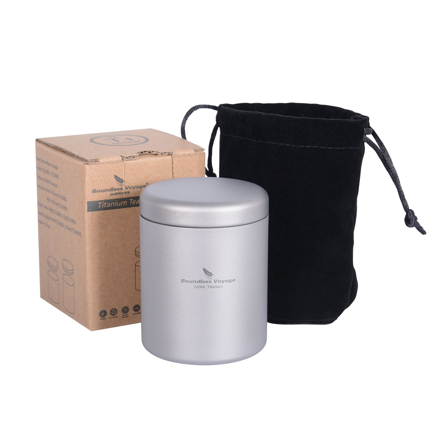 Boundless Voyage Titanium Tea Caddy Canister, Ultralight Portable Food Storage Container, Multi-Purpose Jar for Loose Tea, Coffee Beans, Spices, Nuts & Sugar, for Kitchen, Camping, Travel & Daily Use Ti3208D-Ti3210D
