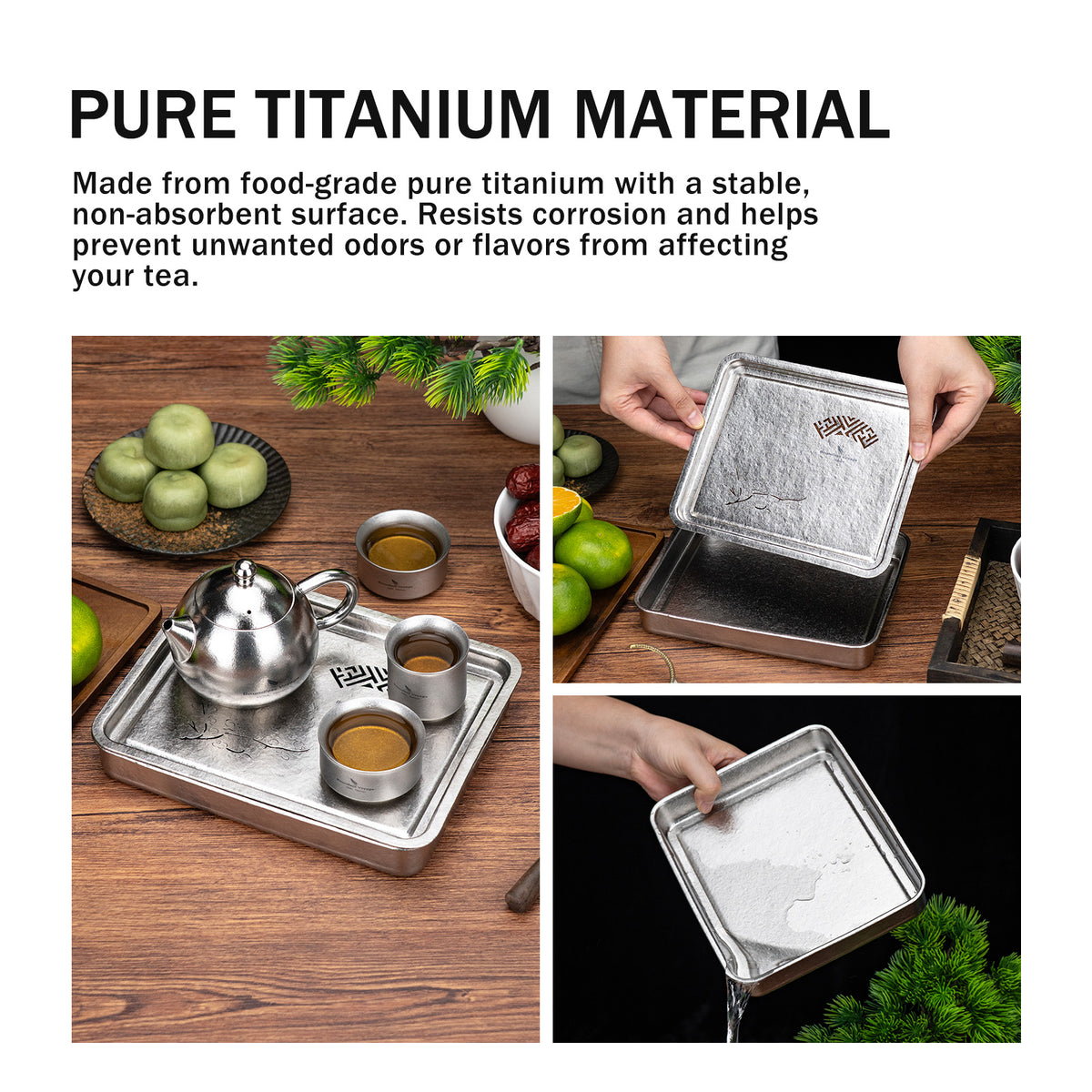 Pure titanium food-grade material preserving tea flavor and easy wastewater disposal