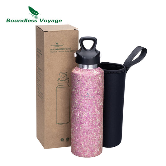 Boundless Voyage Titanium Thermos Vacuum Water Bottle Double-Walled Lightweight Leak-Proof Sport Bottle for Travel Outdoor Office