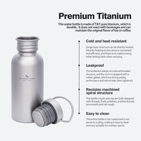 Boundless Voyage Titanium Water Bottle 420ml with Secure Lid, Leak-Proof Reusable Sport Drinking Vessel, Lightweight Outdoor Bottle for Camping, Hiking, Climbing, Running, Tea & Coffee Ti3259A