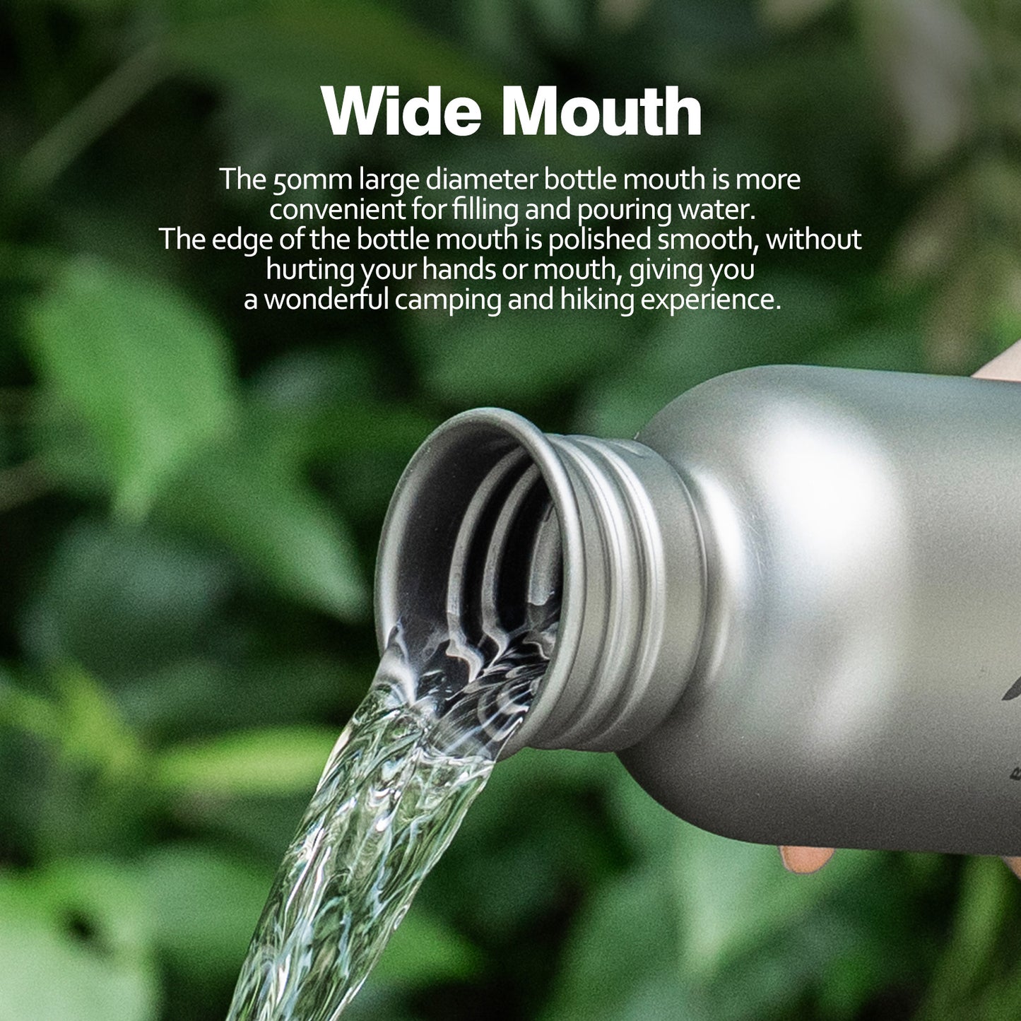 Boundless Voyage Titanium Water Bottle 420ml with Secure Lid, Leak-Proof Reusable Sport Drinking Vessel, Lightweight Outdoor Bottle for Camping, Hiking, Climbing, Running, Tea & Coffee Ti3259A