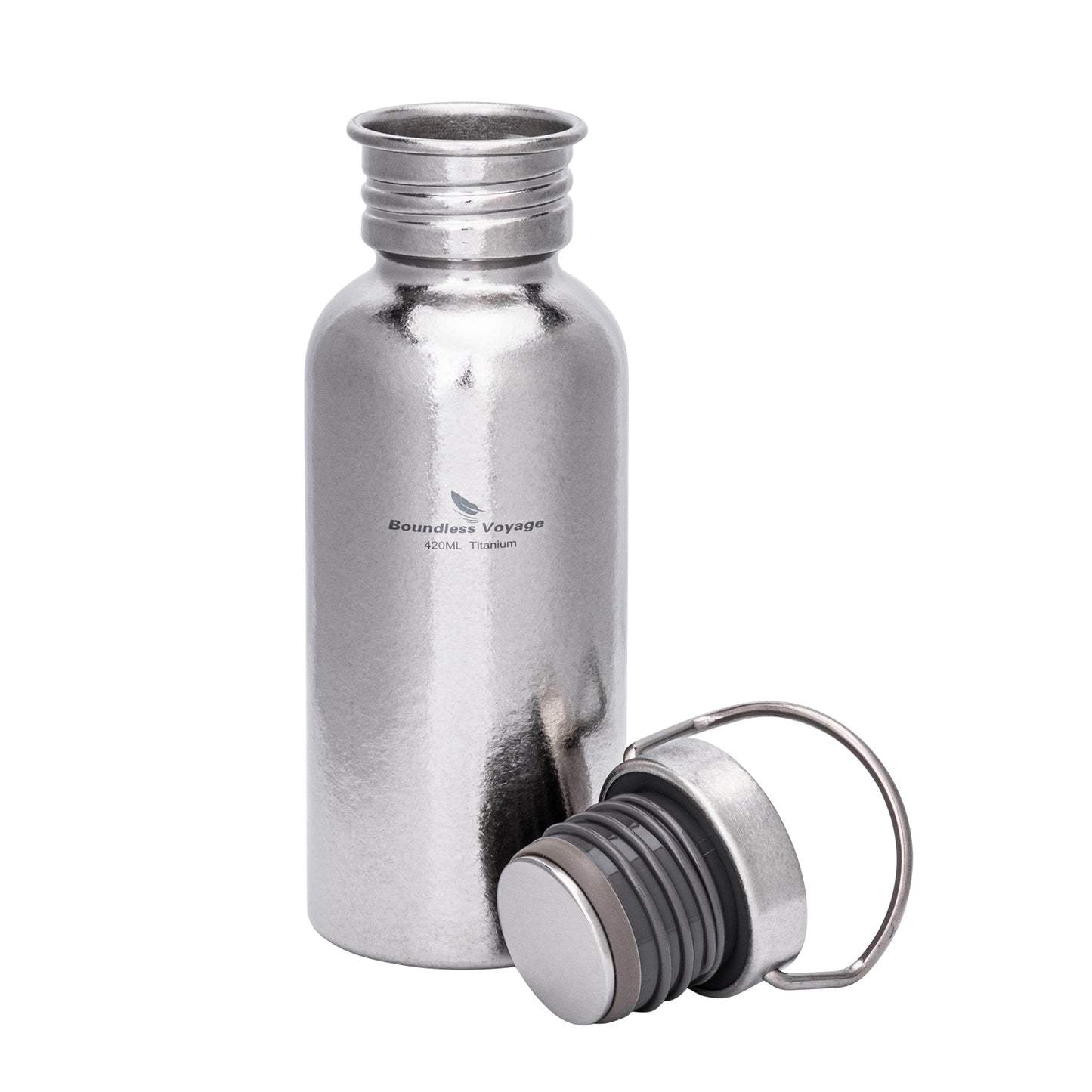 Boundless Voyage Titanium Water Bottle 420ml with Secure Lid, Leak-Proof Reusable Sport Drinking Vessel, Lightweight Outdoor Bottle for Camping, Hiking, Climbing, Running, Tea & Coffee Ti3259A