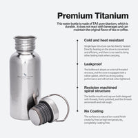 Boundless Voyage Titanium Water Bottle 420ml with Secure Lid, Leak-Proof Reusable Sport Drinking Vessel, Lightweight Outdoor Bottle for Camping, Hiking, Climbing, Running, Tea & Coffee Ti3259A