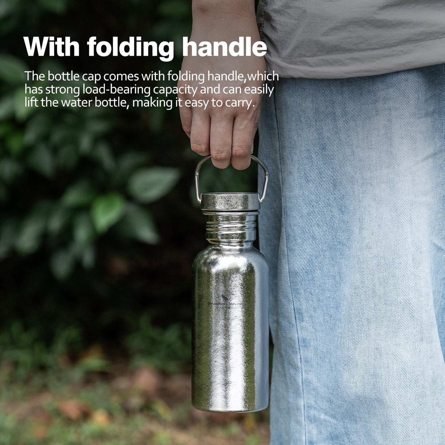 Boundless Voyage Titanium Water Bottle 420ml with Secure Lid, Leak-Proof Reusable Sport Drinking Vessel, Lightweight Outdoor Bottle for Camping, Hiking, Climbing, Running, Tea & Coffee Ti3259A