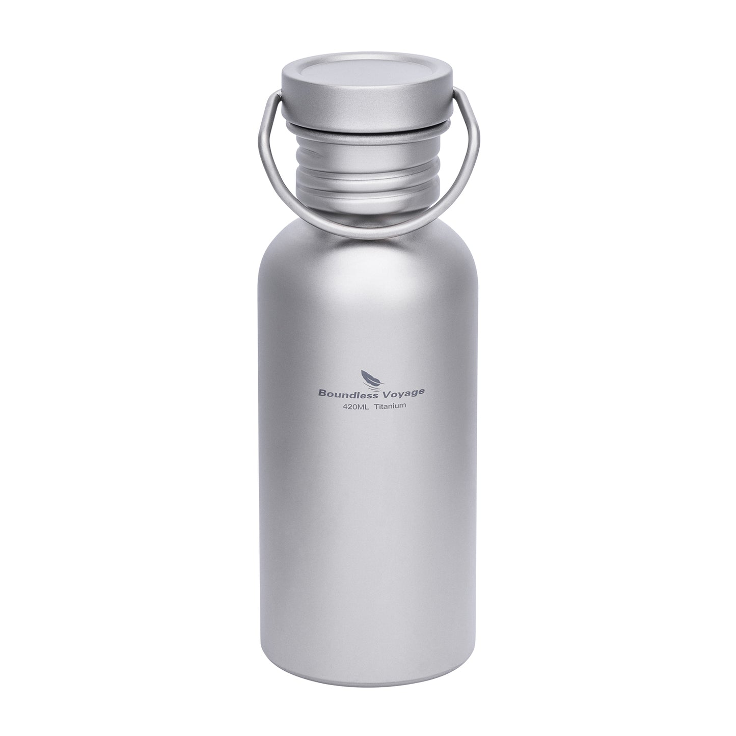 Boundless Voyage Titanium Water Bottle 420ml with Secure Lid, Leak-Proof Reusable Sport Drinking Vessel, Lightweight Outdoor Bottle for Camping, Hiking, Climbing, Running, Tea & Coffee Ti3259A
