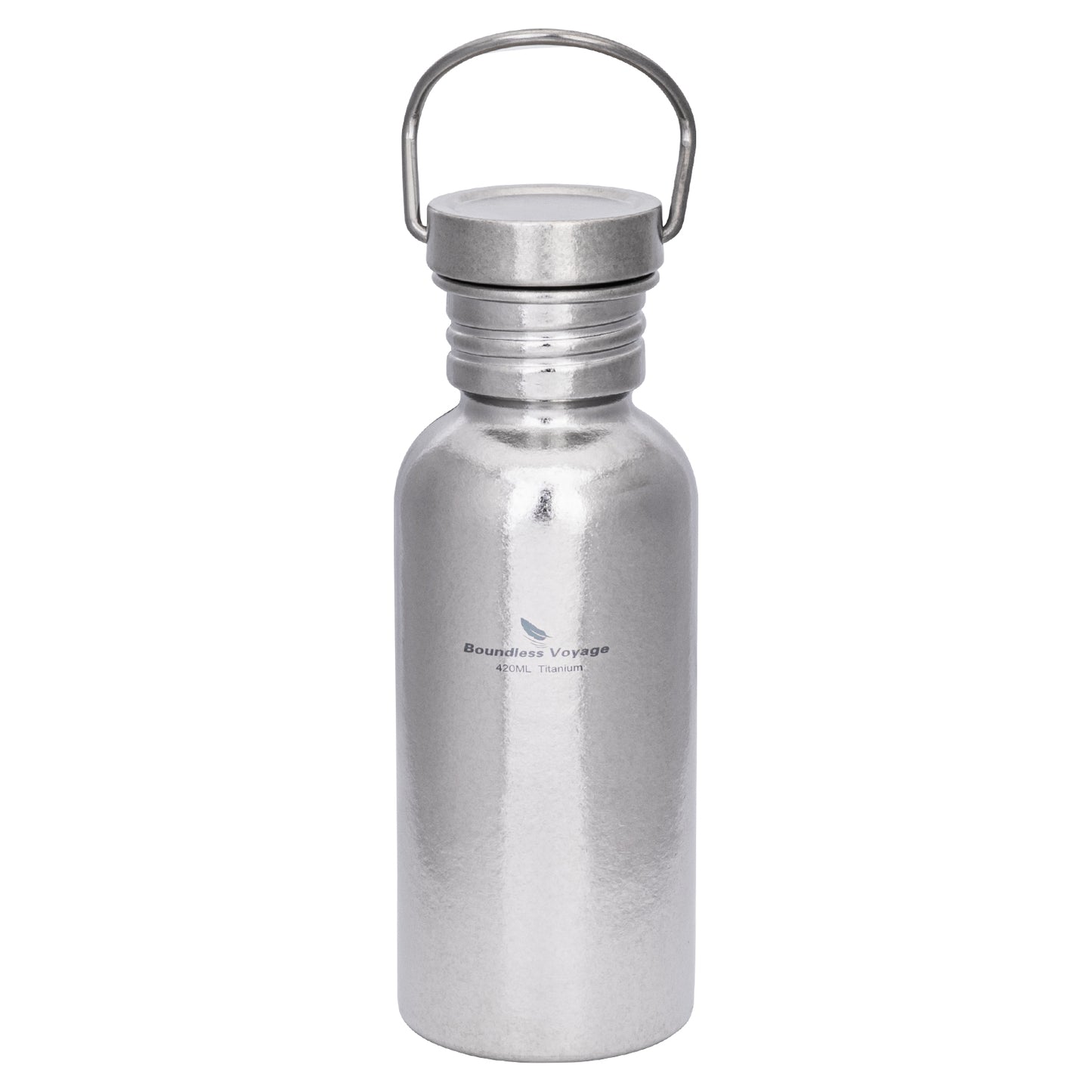 Boundless Voyage Titanium Water Bottle 420ml with Secure Lid, Leak-Proof Reusable Sport Drinking Vessel, Lightweight Outdoor Bottle for Camping, Hiking, Climbing, Running, Tea & Coffee Ti3259A