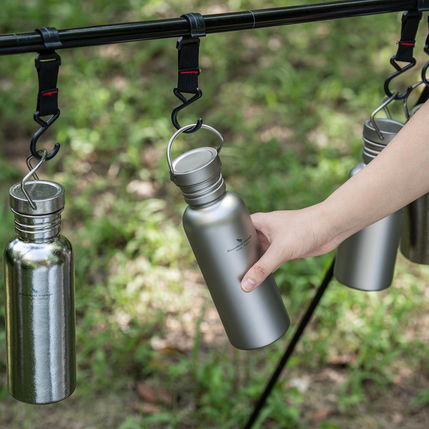 Boundless Voyage Titanium Water Bottle 600ml with Secure Lid, Leak-Proof Reusable Sport Drinking Vessel, Lightweight Outdoor Bottle for Camping, Hiking, Climbing, Running, Tea & Coffee Ti3259A