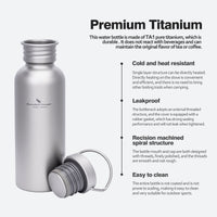 Boundless Voyage Titanium Water Bottle 600ml with Secure Lid, Leak-Proof Reusable Sport Drinking Vessel, Lightweight Outdoor Bottle for Camping, Hiking, Climbing, Running, Tea & Coffee Ti3259A