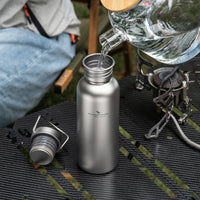 Boundless Voyage Titanium Water Bottle 600ml with Secure Lid, Leak-Proof Reusable Sport Drinking Vessel, Lightweight Outdoor Bottle for Camping, Hiking, Climbing, Running, Tea & Coffee Ti3259A