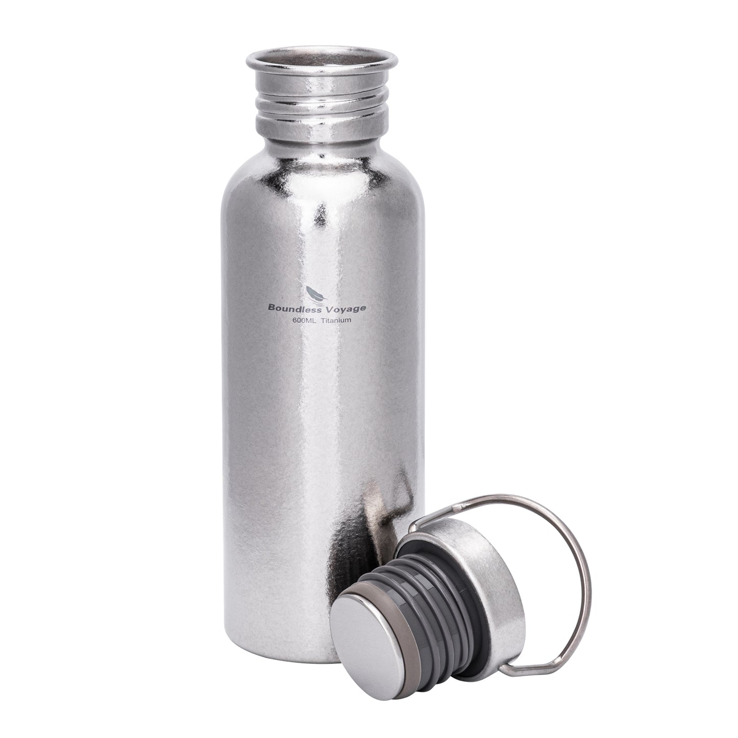 Boundless Voyage Titanium Water Bottle 600ml with Secure Lid, Leak-Proof Reusable Sport Drinking Vessel, Lightweight Outdoor Bottle for Camping, Hiking, Climbing, Running, Tea & Coffee Ti3259A