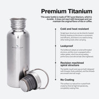 Boundless Voyage Titanium Water Bottle 600ml with Secure Lid, Leak-Proof Reusable Sport Drinking Vessel, Lightweight Outdoor Bottle for Camping, Hiking, Climbing, Running, Tea & Coffee Ti3259A