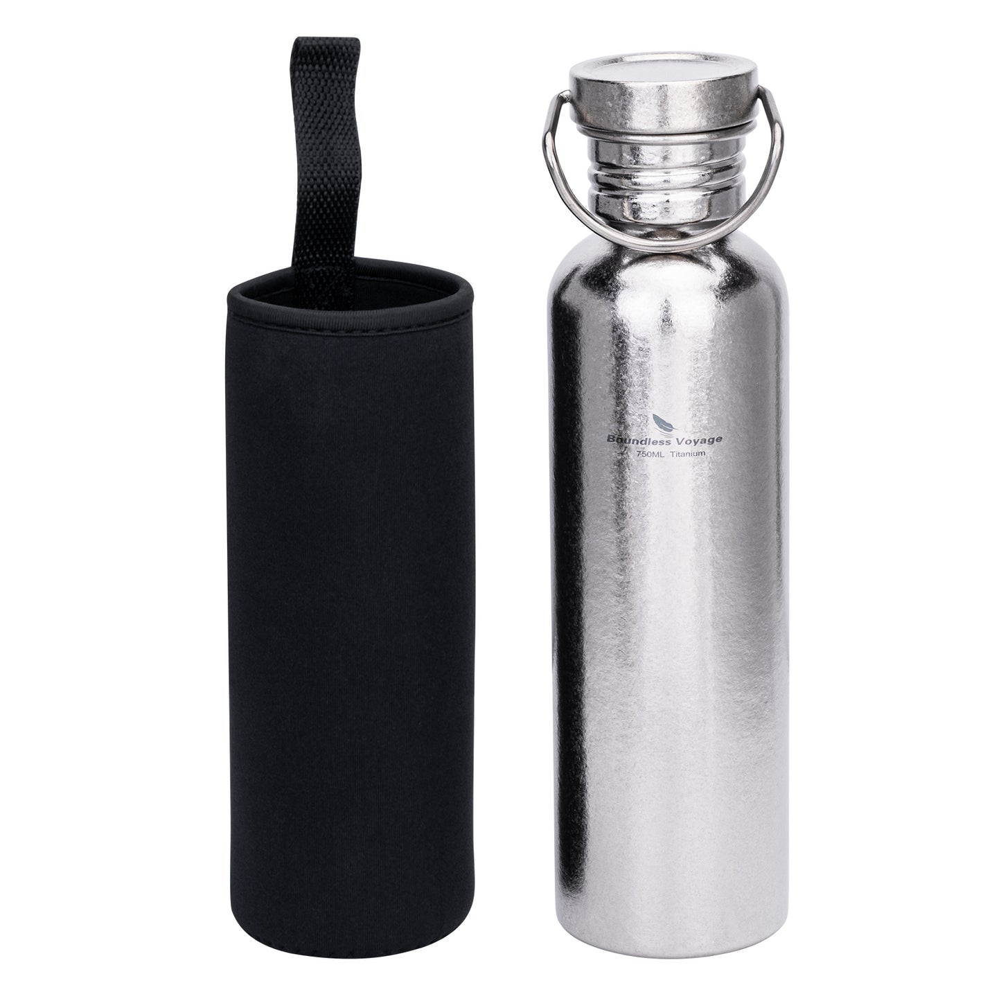 Boundless Voyage Titanium Water Bottle 750ml with Secure Lid, Leak-Proof Reusable Sport Drinking Vessel, Lightweight Outdoor Bottle for Camping, Hiking, Climbing, Running, Tea & Coffee Ti3259C
