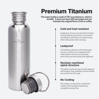 Boundless Voyage Titanium Water Bottle 750ml with Secure Lid, Leak-Proof Reusable Sport Drinking Vessel, Lightweight Outdoor Bottle for Camping, Hiking, Climbing, Running, Tea & Coffee Ti3259C