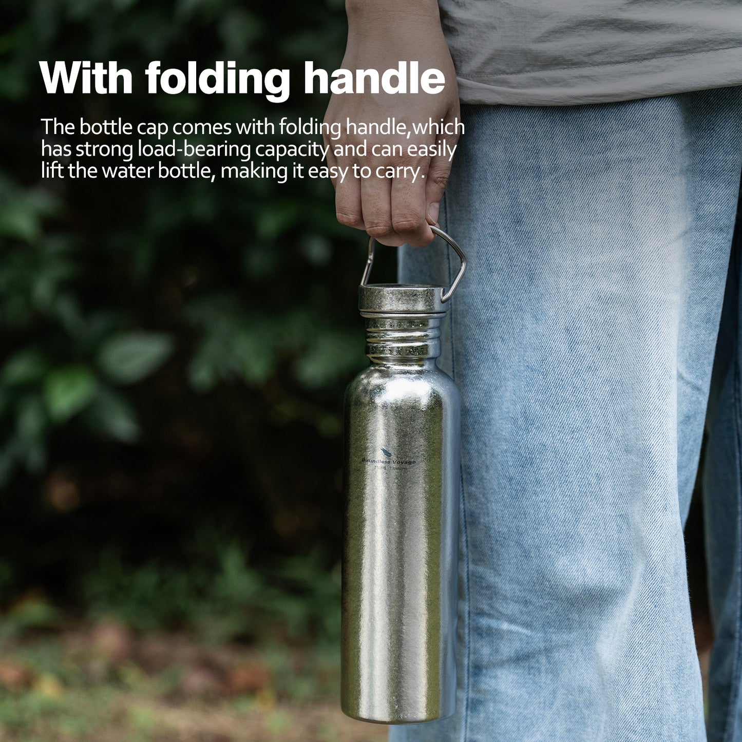 Boundless Voyage Titanium Water Bottle 750ml with Secure Lid, Leak-Proof Reusable Sport Drinking Vessel, Lightweight Outdoor Bottle for Camping, Hiking, Climbing, Running, Tea & Coffee Ti3259C