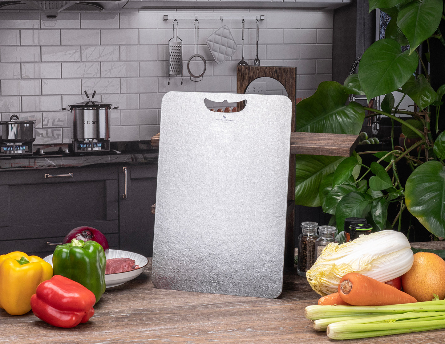 Boundless Voyage Titanium Cutting Board 1.5mm Crystalline, Dual-Side Hanging Hole for Kitchen Camping Ti5006P-Ti5008P