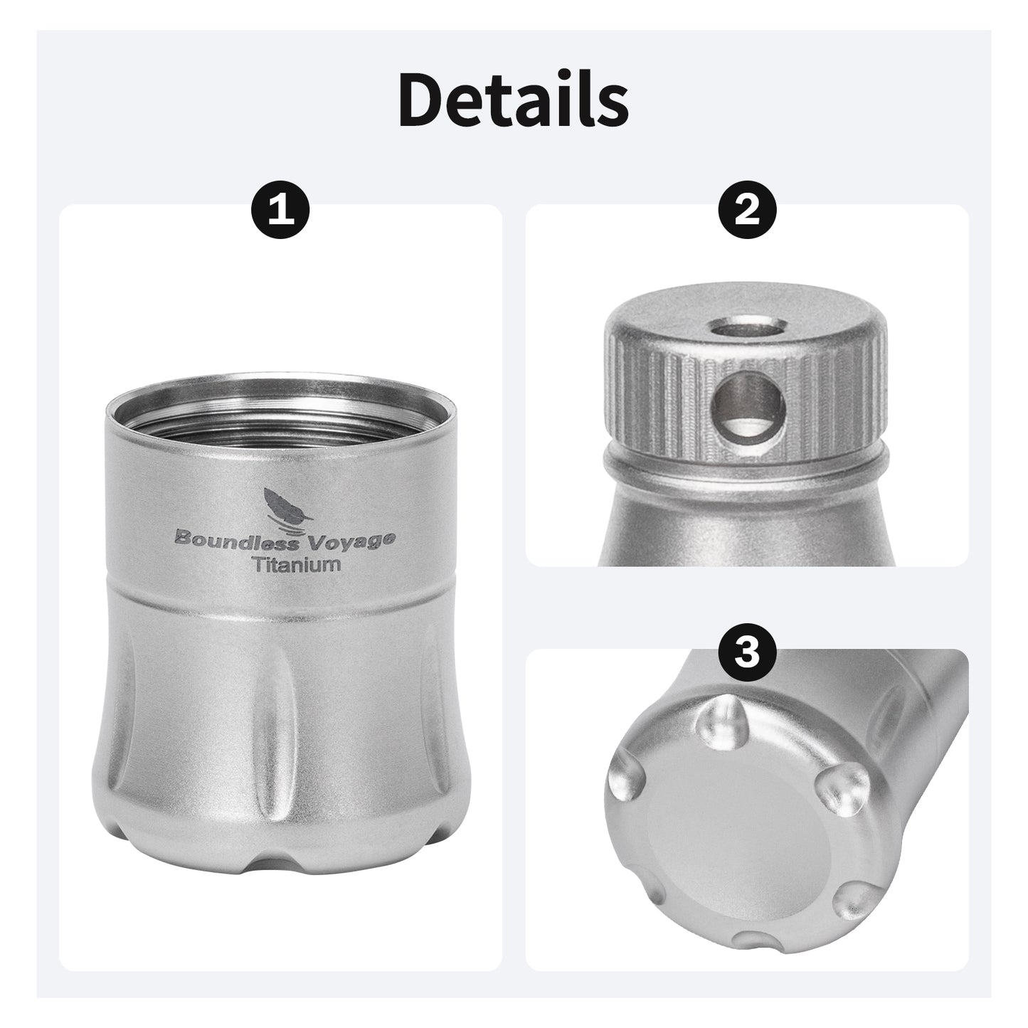Boundless Voyage Titanium Pill Container Waterproof Keychain EDC Mini Case for Travel Camping Ti9006A