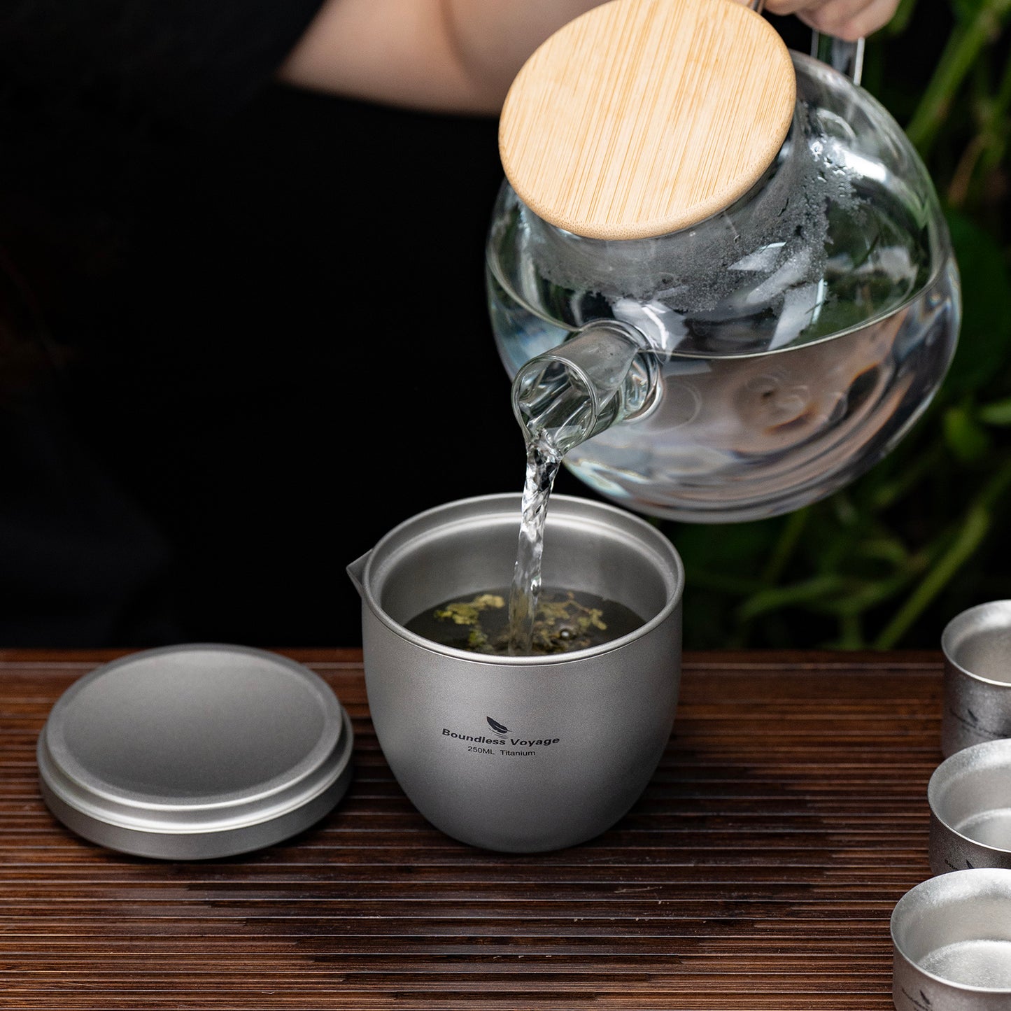 Boundless Voyage Titanium Teapot 250ml, All-in-One Quick Tea Cup for Loose Leaf, Ultralight 158g Portable Double Walled Insulated Travel Tea Maker for Home Office Camping, Anti-Scald, Non-coating Ti3134D