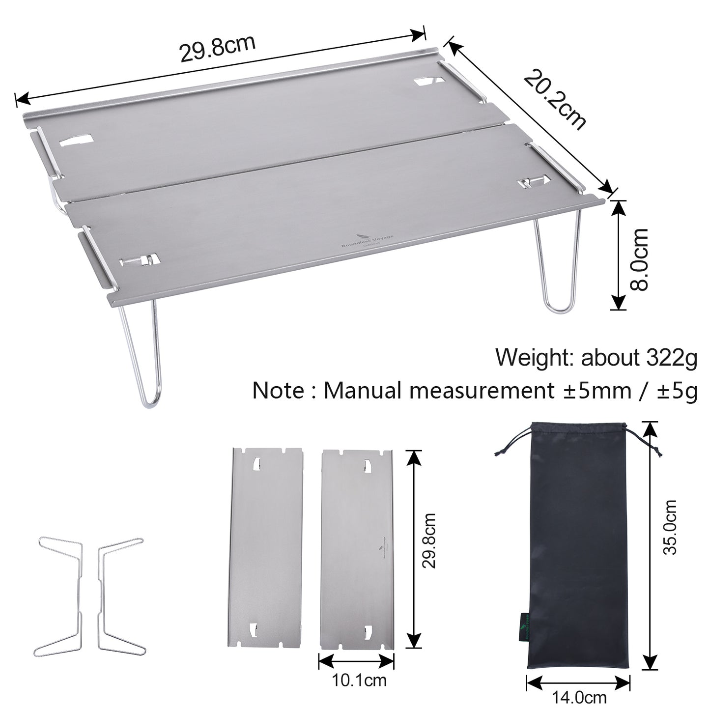 Boundless Voyage Ultralight Aluminum Alloy Mini Folding Table, Detachable Portable Outdoor Dining Table for Camping Hiking Backpacking Picnic BVT01