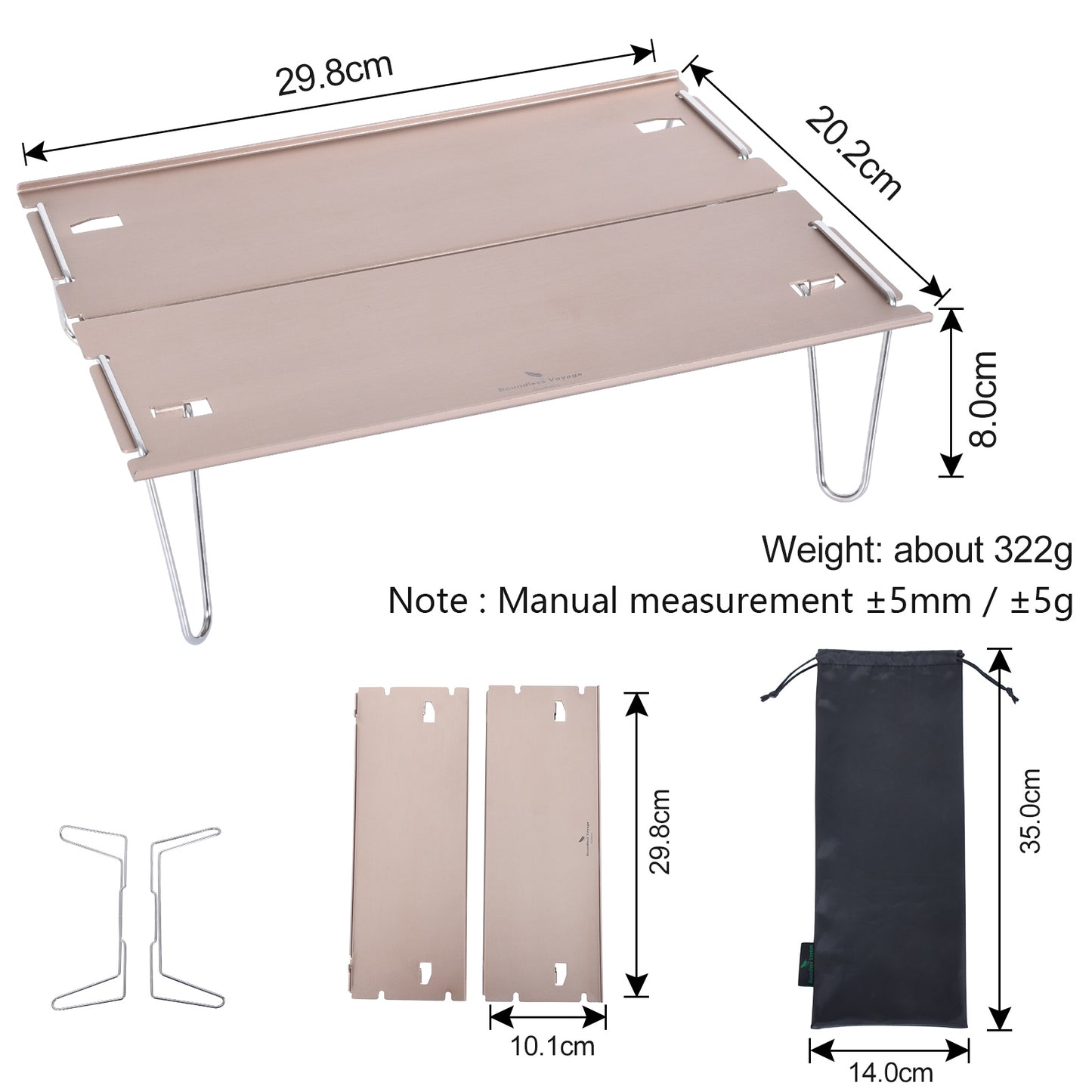 Boundless Voyage Ultralight Aluminum Alloy Mini Folding Table, Detachable Portable Outdoor Dining Table for Camping Hiking Backpacking Picnic BVT01