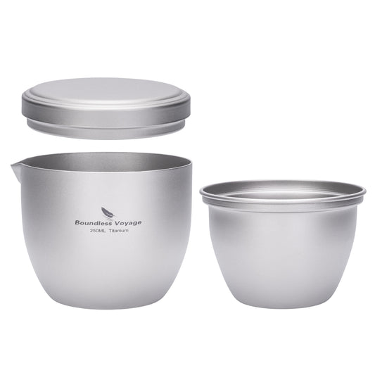 Boundless Voyage Titan Teekanne 250ml, All-in-One Schnelle Teetasse für losen Tee, Ultraleicht 158g Tragbarer doppelwandiger isolierter Reise-Teezubereiter für Zuhause, Büro, Camping, Verbrühschutz, unbeschichtet Ti3134D
