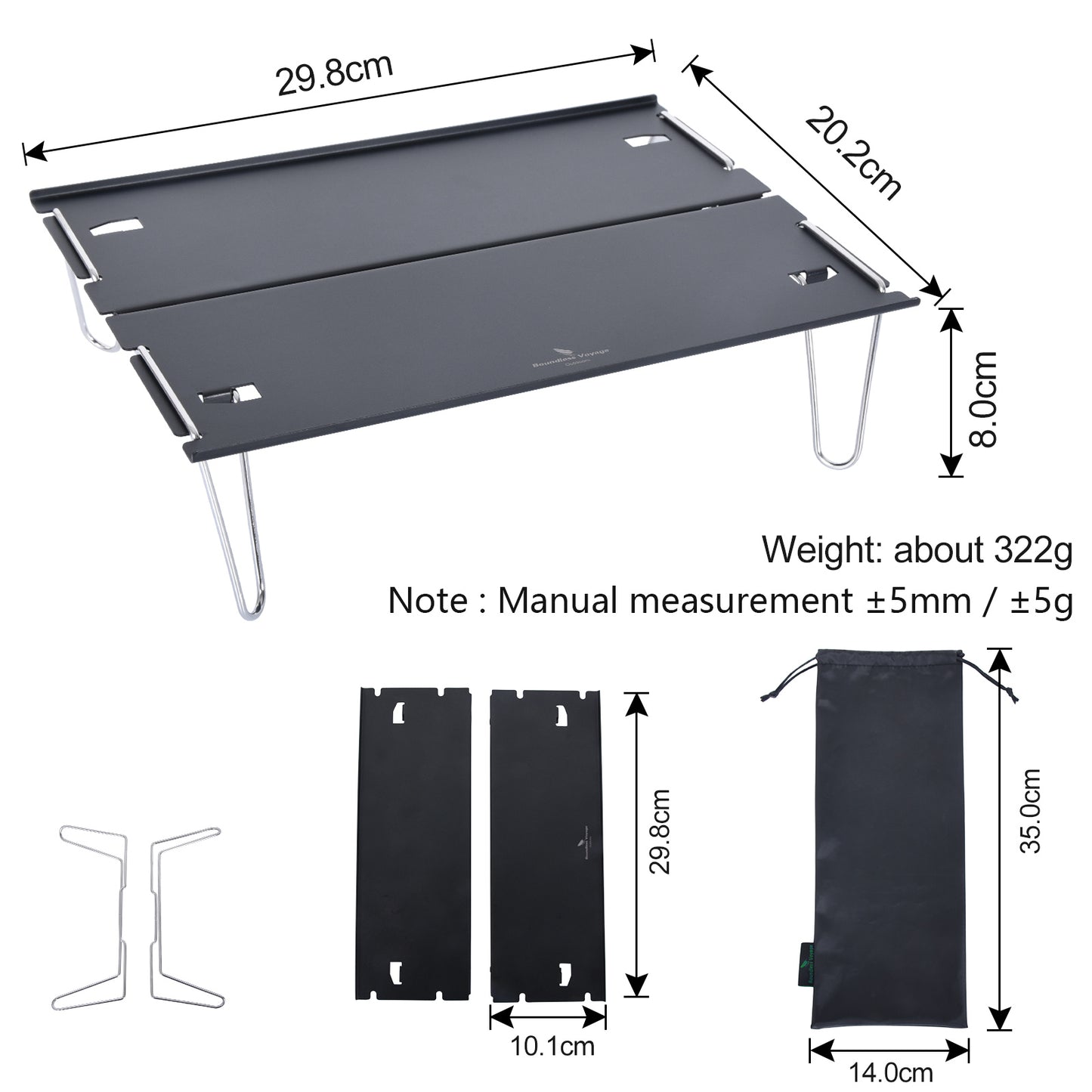 Boundless Voyage Ultralight Aluminum Alloy Mini Folding Table, Detachable Portable Outdoor Dining Table for Camping Hiking Backpacking Picnic BVT01