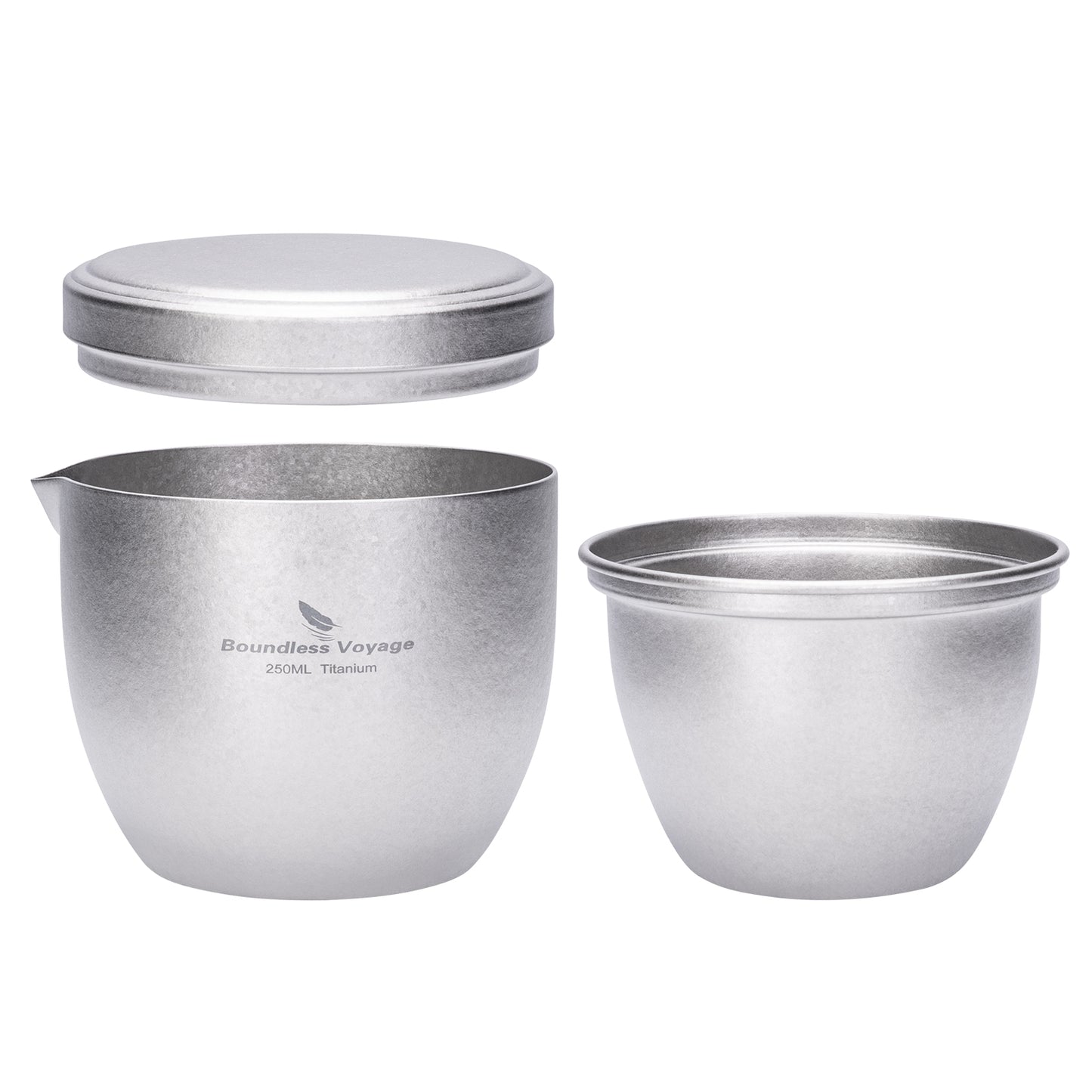 Boundless Voyage Titanium Teapot 250ml, All-in-One Quick Tea Cup for Loose Leaf, Ultralight 158g Portable Double Walled Insulated Travel Tea Maker for Home Office Camping, Anti-Scald, Non-coating Ti3134D