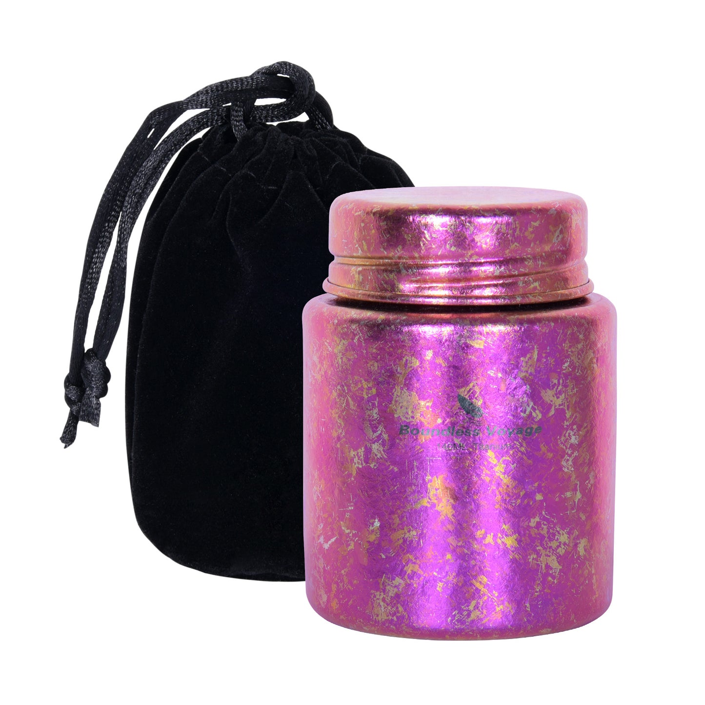 Boundless Voyage Mini Titanium Tea Caddy, Ultralight Portable Ice Flower Storage Jar for Loose Tea, Coffee & Spices Ti3211D