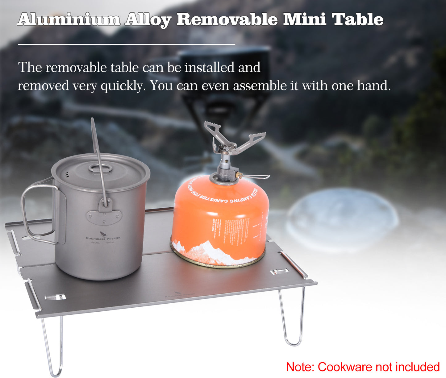 Boundless Voyage Ultralight Aluminum Alloy Mini Folding Table, Detachable Portable Outdoor Dining Table for Camping Hiking Backpacking Picnic BVT01