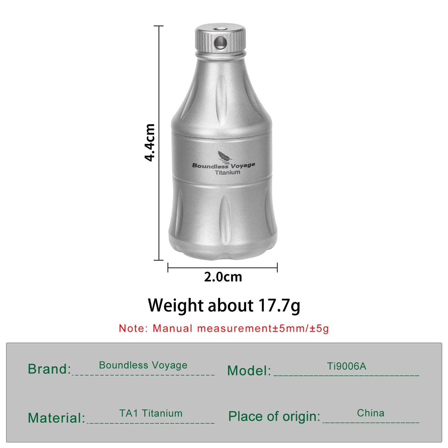 Boundless Voyage Titanium Pill Container Waterproof Keychain EDC Mini Case for Travel Camping Ti9006A
