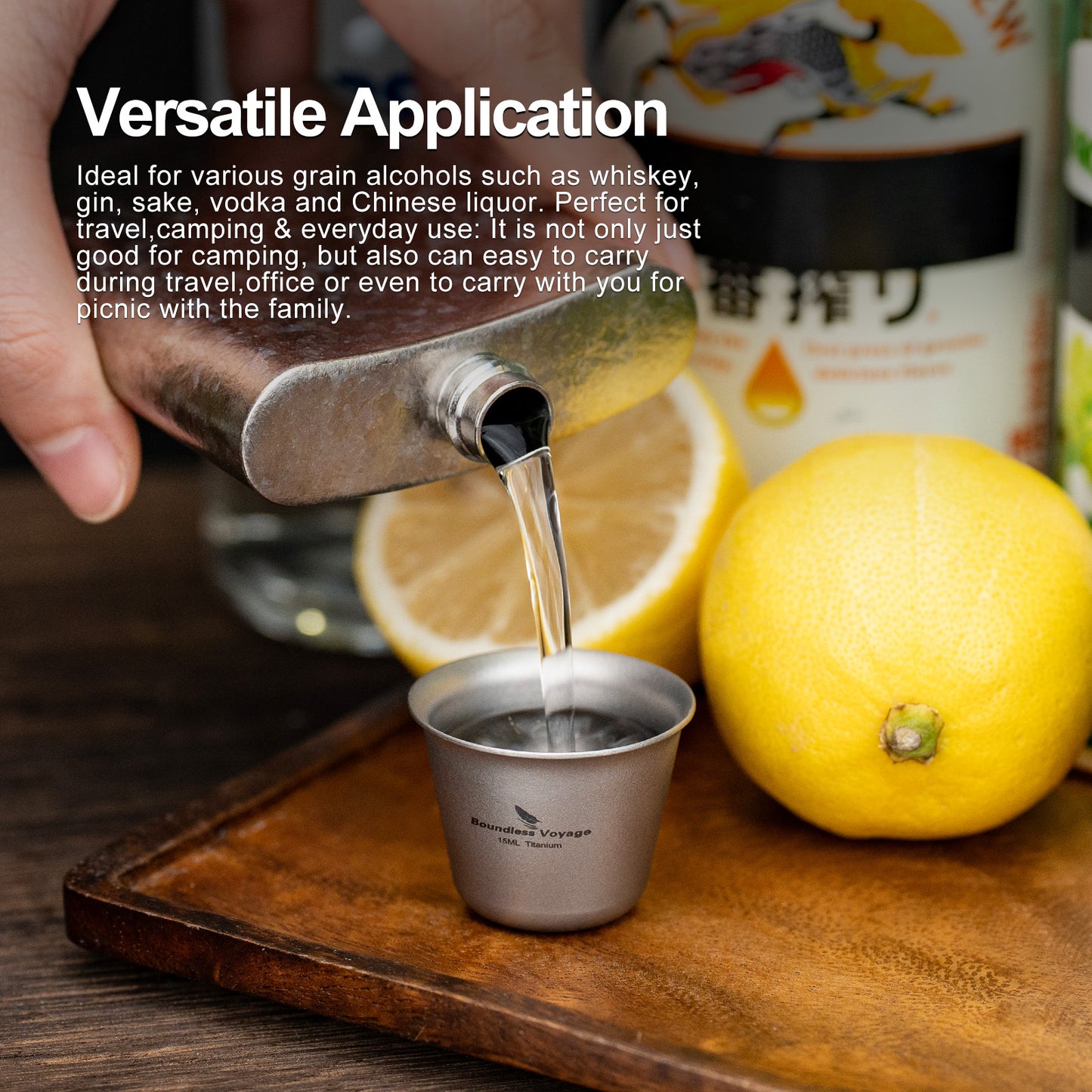 Boundless Voyage Titanium Mini Wine Teacup 15ml Portable Drinking Cup Small Tequila Whiskey Cup Outdoor Camping Drinkware Ti3069D