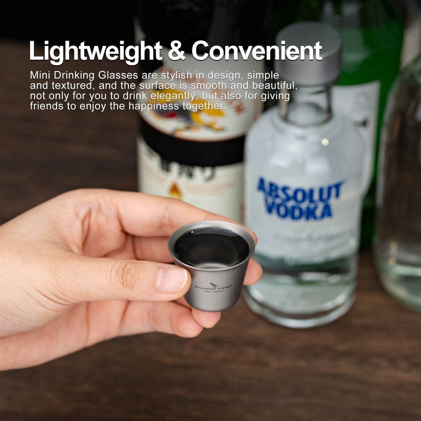 Boundless Voyage Titanium Mini Wine Teacup 15ml Portable Drinking Cup Small Tequila Whiskey Cup Outdoor Camping Drinkware Ti3069D