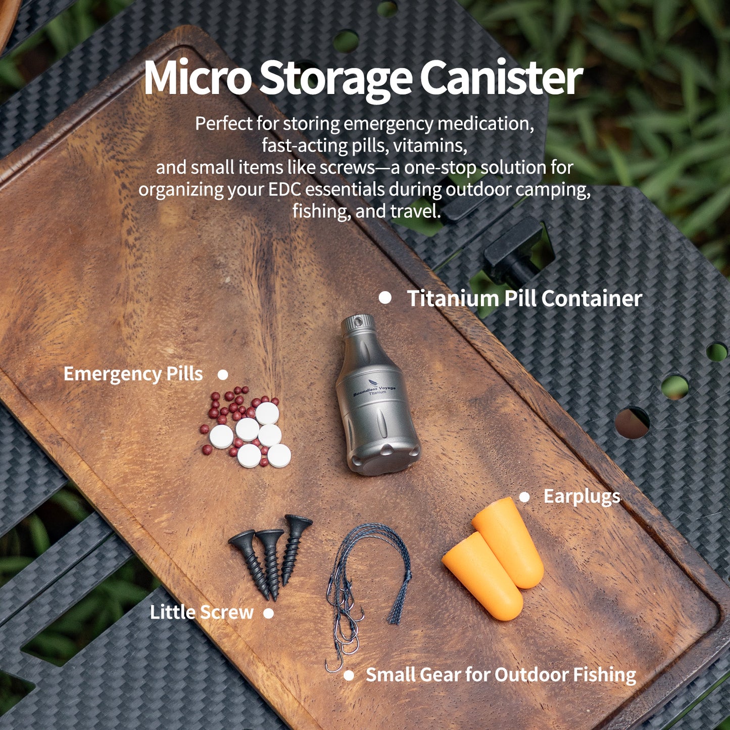 Boundless Voyage Titanium Pill Container Waterproof Keychain EDC Mini Case for Travel Camping Ti9006A