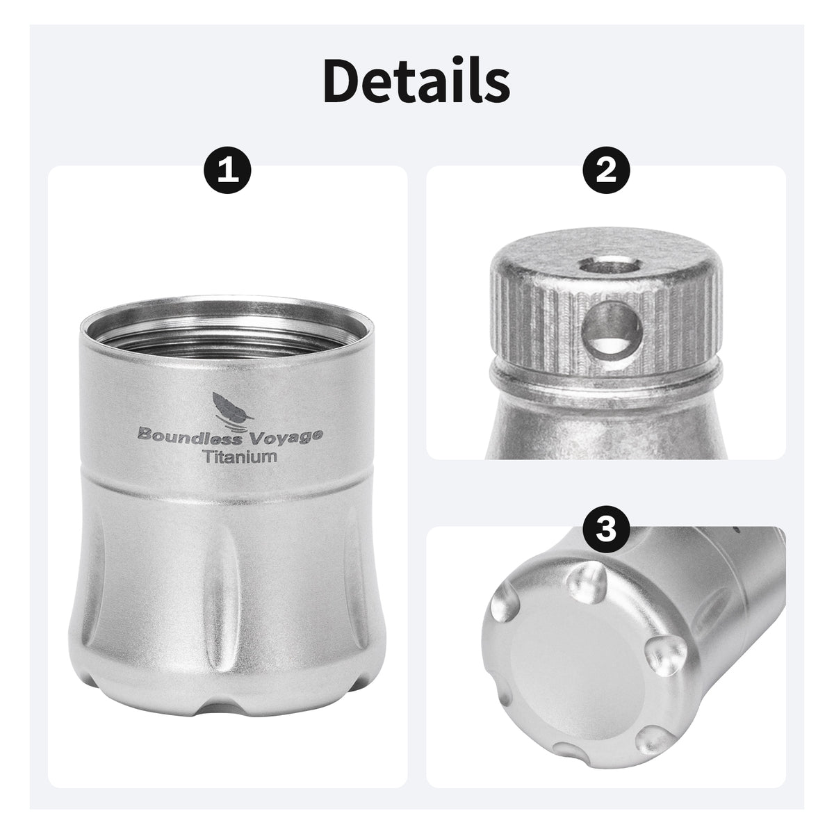 Boundless Voyage Titanium Pill Container Waterproof Keychain EDC Mini Case for Travel Camping Ti9006A