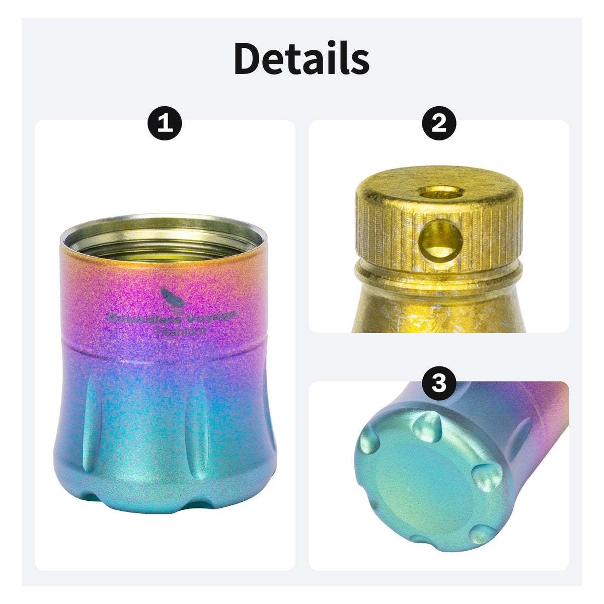 Boundless Voyage Titanium Pill Container Waterproof Keychain EDC Mini Case for Travel Camping Ti9006A