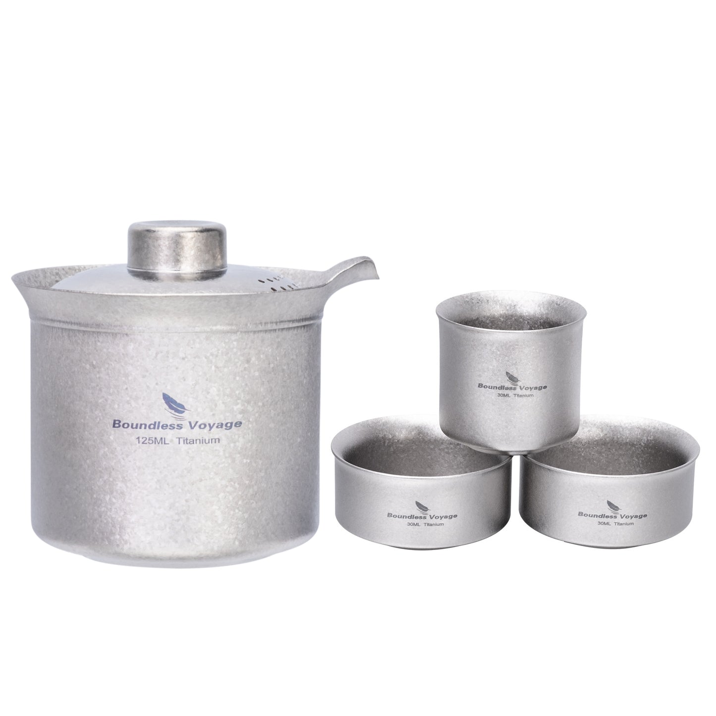 Boundless Voyage Titanium Tea Maker 125ml Double-Wall Anti-Scald Filter Lid, Solo or Set with 3 Mini Cups Ti3145D Ti3149D