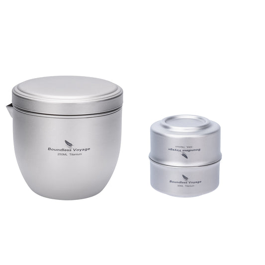 Boundless Voyage Titanium Teapot 250ml, All-in-One Quick Tea Cup for Loose Leaf, Ultralight 158g Portable Double Walled Insulated Travel Tea Maker for Home Office Camping, Anti-Scald, Non-coating Ti3134D