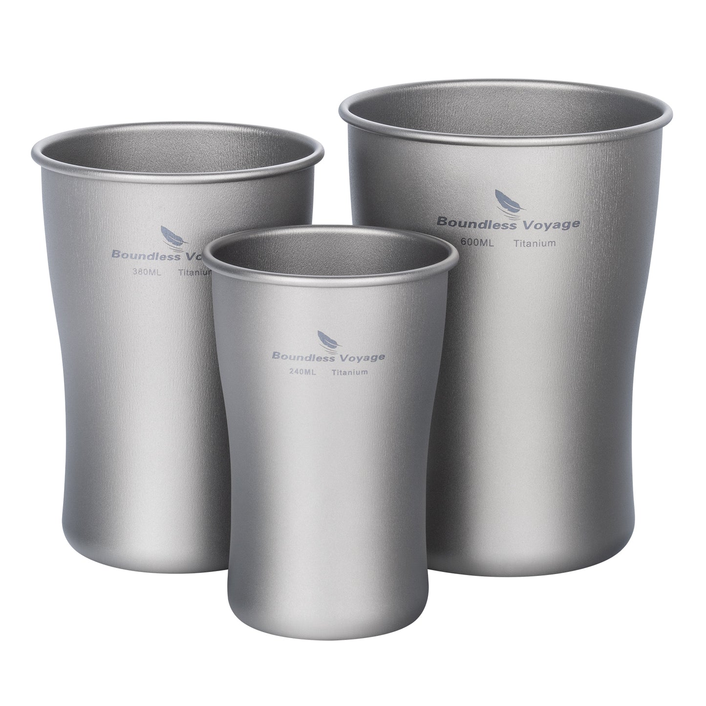 Boundless Voyage 240ml/380ml/600ml Pure Titanium Beer Mug | Ultralight Coffee & Juice Tea Cup for Outdoor Camping & Picnic Ti3231D-Ti3234D