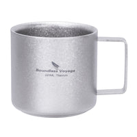 Boundless Voyage 220ml Double Wall Titanium Coffee Cup, Lightweight Portable Insulated Mug, Outdoor Camping Travel Tableware Ti3052D